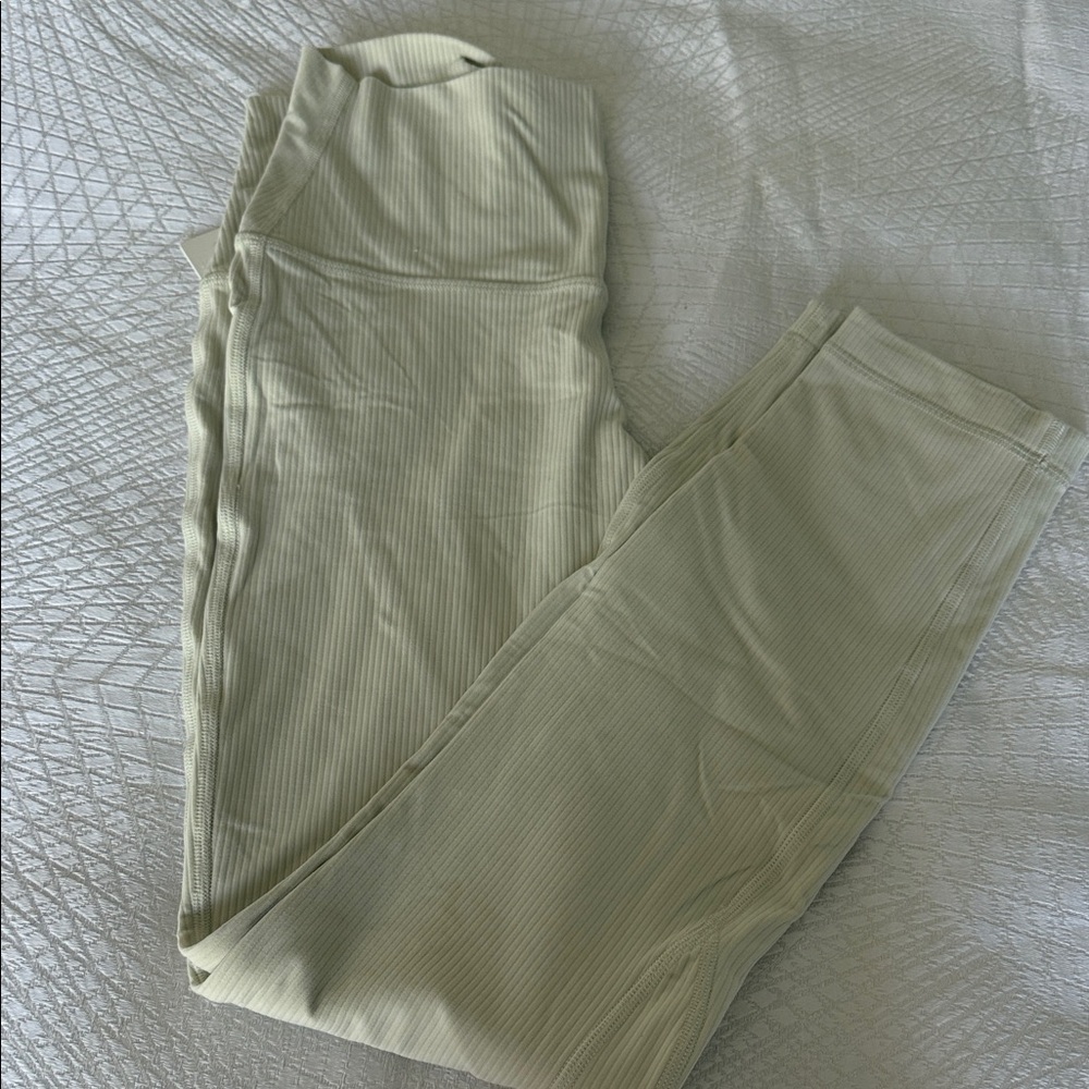 Lululemon Off White  Ribbed High-Rise Leggings